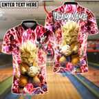 BlueJose Bowling And Pins Galaxy Power Cat Customized Name, Team Name 3D Shirt (4 Colors)