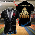 BlueJose Bowling And Pins Tuxedo Rose Customized Name, Team Name 3D Shirt
