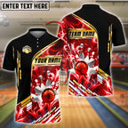 BlueJose Bowling And Pins Inferno Strike Customized Name, Team Name 3D Shirt (4 Colors)