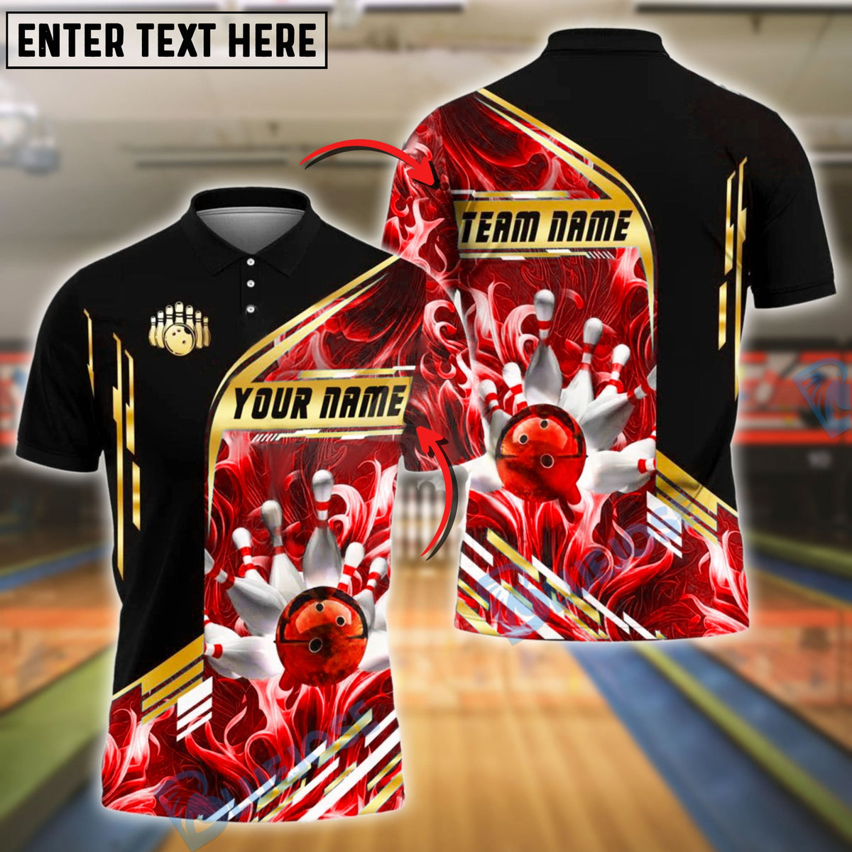 BlueJose Bowling And Pins Inferno Strike Customized Name, Team Name 3D Shirt (4 Colors)