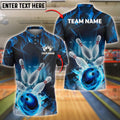 BlueJose Bowling And Pins Flame Power Customized Name, Team Name 3D Shirt (4 Colors)