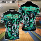 BlueJose Bowling Cartoon Screaming Pins Street Art Customized Name 3D Shirt (4 Colors)