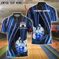 BlueJose Bowling And Pins Neon Lightning Customized Name, Team Name 3D Shirt (4 Colors)