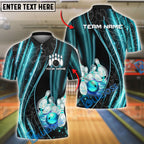 BlueJose Bowling And Pins Neon Lightning Customized Name, Team Name 3D Shirt (4 Colors)