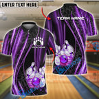 BlueJose Bowling And Pins Neon Lightning Customized Name, Team Name 3D Shirt (4 Colors)
