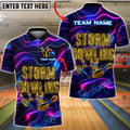 BlueJose Bowling Neon Storm Bowling Strike Personalized Name, Team Name 3D Shirt