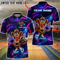 BlueJose Bowling Neon Turkey Cartoon Personalized Name, Team Name 3D Shirt