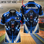 BlueJose Bowling & Pins Angry Gorilla Fire Customized Name, Team Name 3D Shirt (4 Colors)