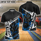BlueJose Bowling And Pins Flame Blaze Motion Customized Name, Team Name 3D Shirt (4 Colors)