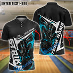 BlueJose Bowling And Pins Flame Blaze Motion Customized Name, Team Name 3D Shirt (4 Colors)