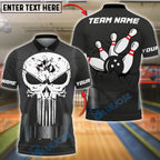 BlueJose Bowling Punisher Skull Cracked Pin Design Personalized Name, Team Name 3D Shirt