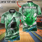BlueJose Bowling And Pins Shark and Lightning Customized Name, Team Name 3D Shirt (4 Colors)