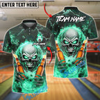 BlueJose Bowling Flaming Skull And Beer Customized Name, Team Name 3D Shirt (4 Colors)