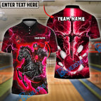 BlueJose Bowling And Pins Fantasy Knight Thunder Lightning Pattern Customized Name 3D Shirt (5 Colors)