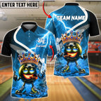BlueJose Bowling & Pins King Crown Fire Lightning Customized Name, Team Name 3D Shirt (4 Colors)