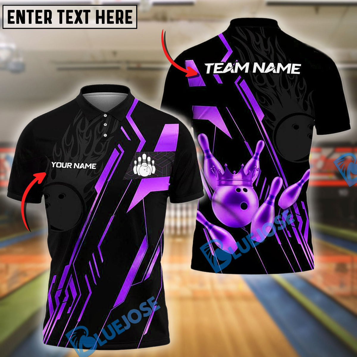 BlueJose Bowling And Pins Golden King Customized Name, Team Name 3D Shirt (4 Colors)