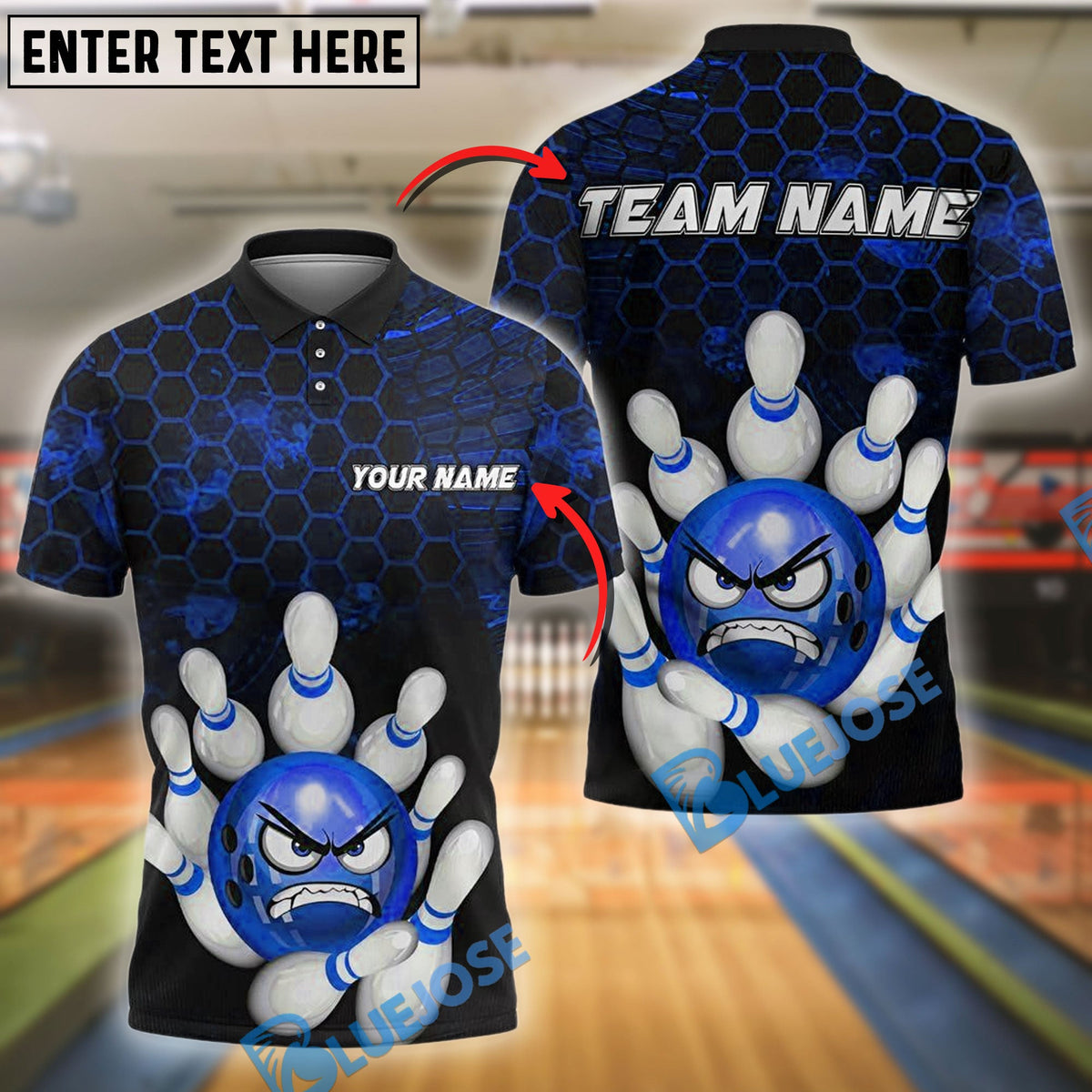 BlueJose Bowling And Pins Angry Rollers Customized Name, Team Name 3D Shirt (4 Colors)