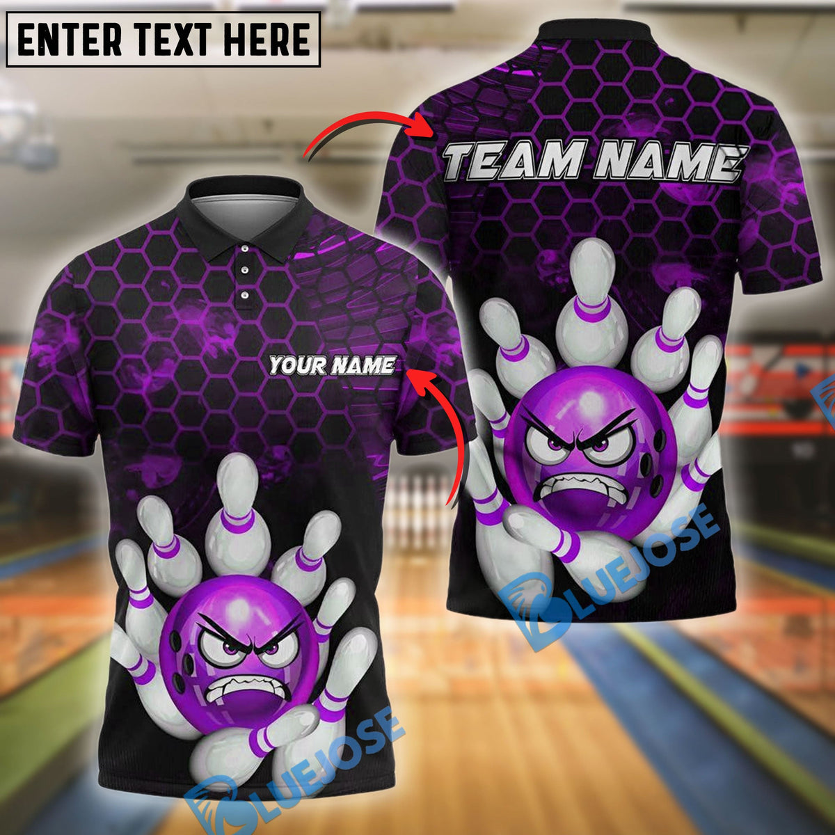 BlueJose Bowling And Pins Angry Rollers Customized Name, Team Name 3D Shirt (4 Colors)