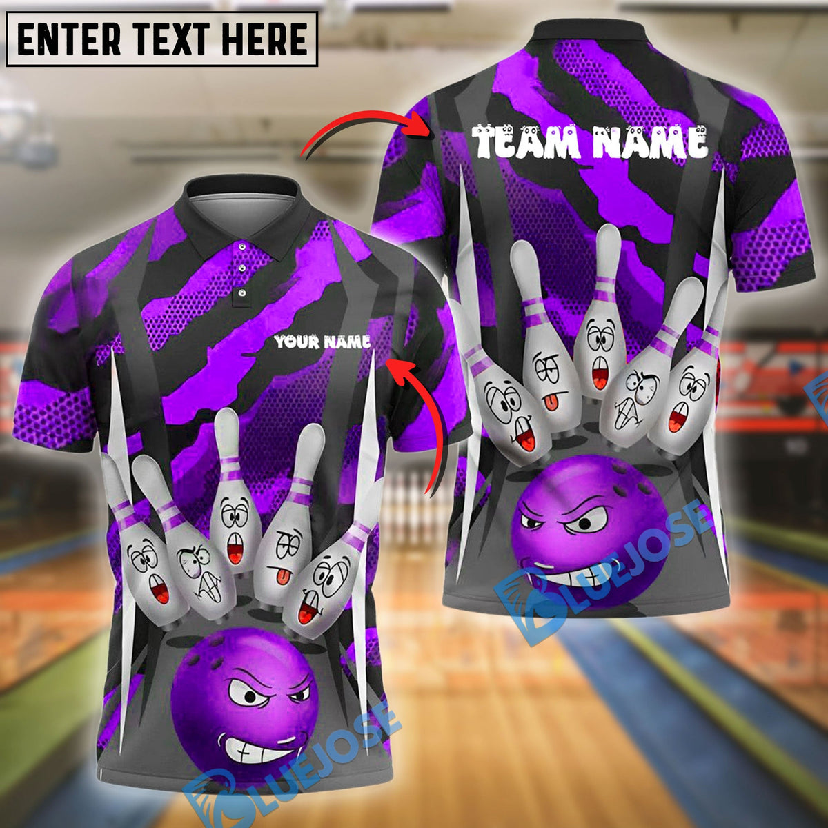 BlueJose Bowling And Pins Furious Strike Customized Name, Team Name 3D Shirt (4 Colors)