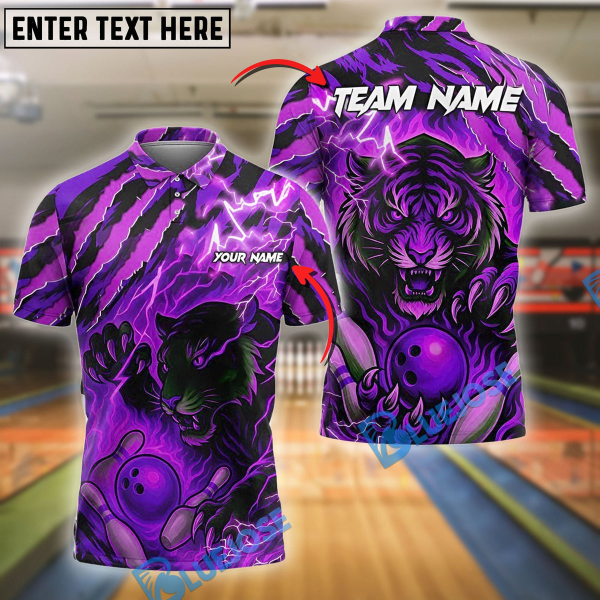 BlueJose Bowling And Pins Wild Fire Tigers Customized Name, Team Name 3D Shirt (4 Colors)