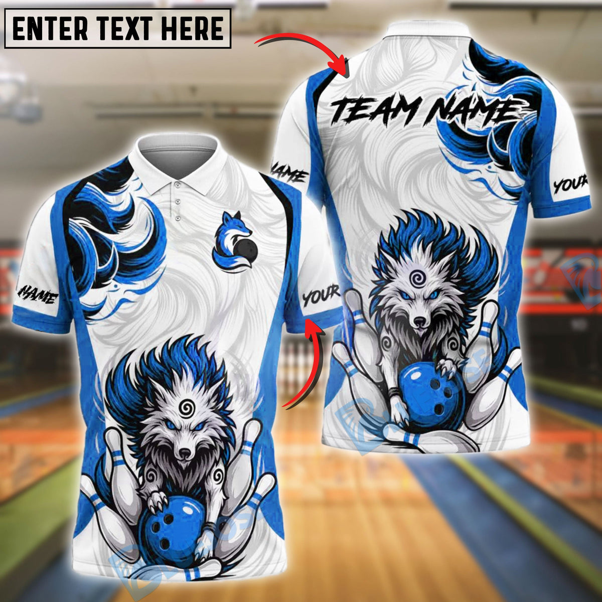 BlueJose Bowling And Pins Fox Fury Customized Name, Team Name 3D Shirt (4 Colors)