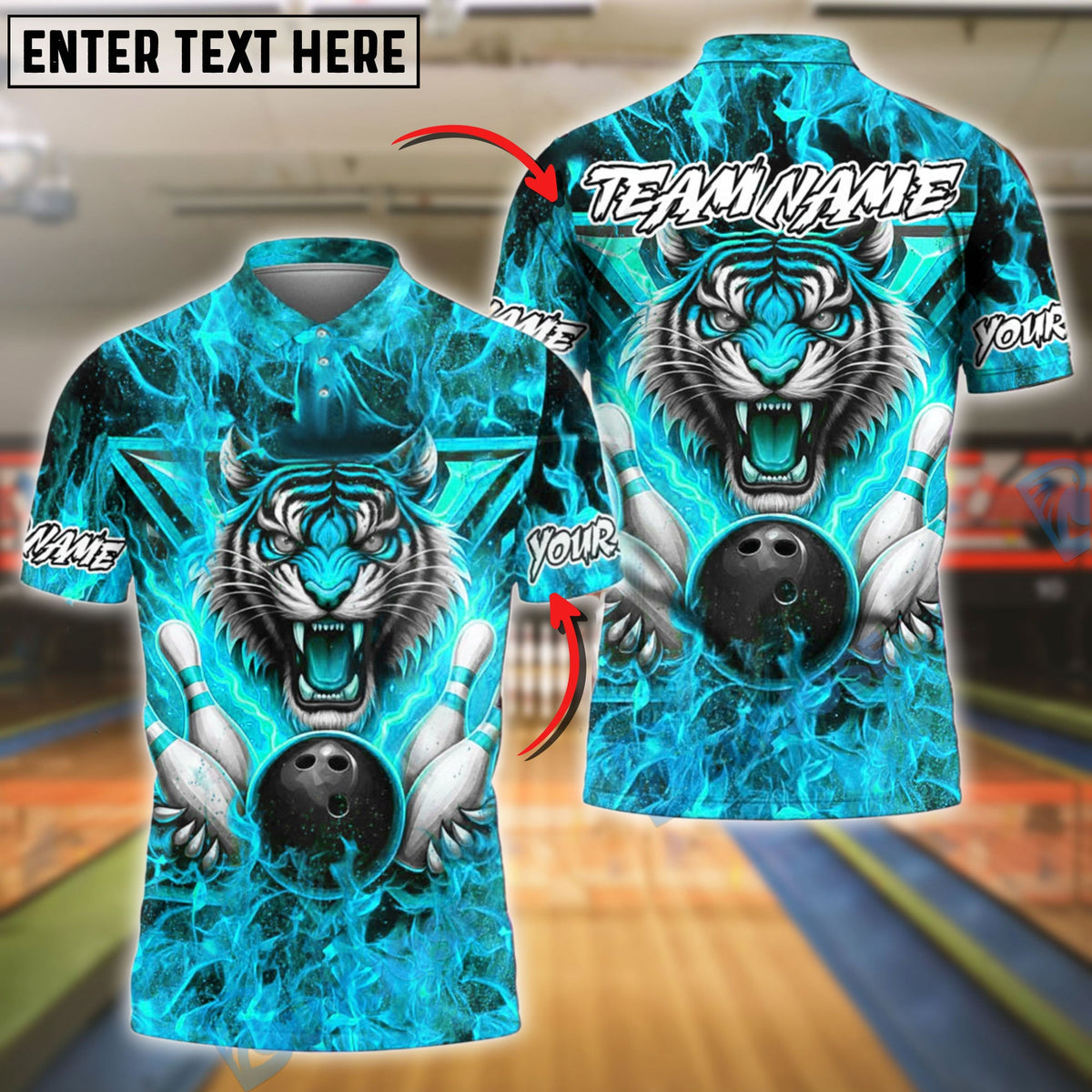 BlueJose Bowling Electric Tiger Customized Name, Team Name 3D Shirt (4 Colors)