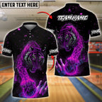 BlueJose Bowling Fire Tiger Customized Name, Team Name 3D Shirt (4 Colors)