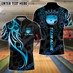 BlueJose Bowling And Pins Sport Crown Ball Flame Customized Name, Team Name 3D Shirt (4 Colors)