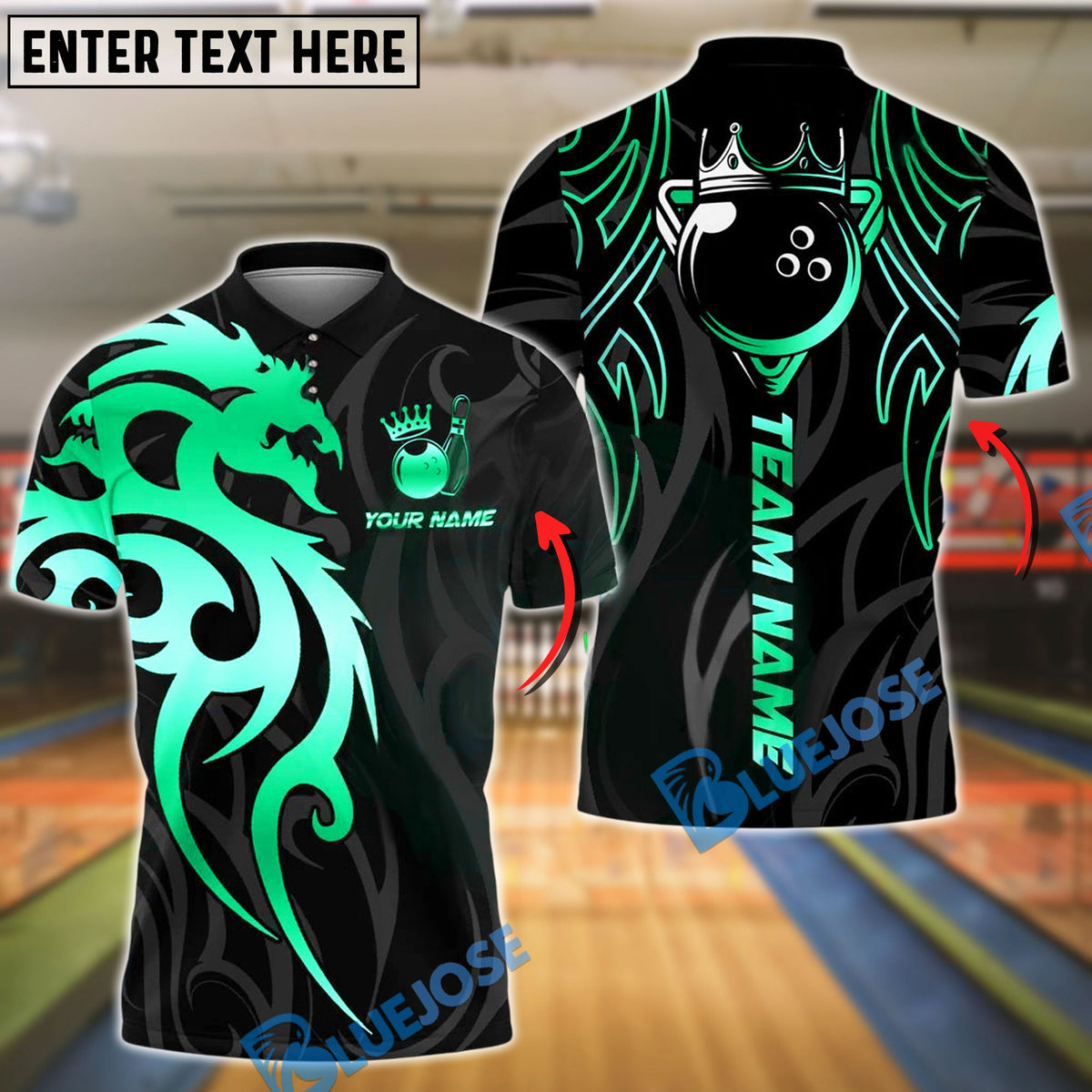 BlueJose Bowling And Pins Sport Dragon Tribal Crown Customized Name, Team Name 3D Shirt (4 Colors)
