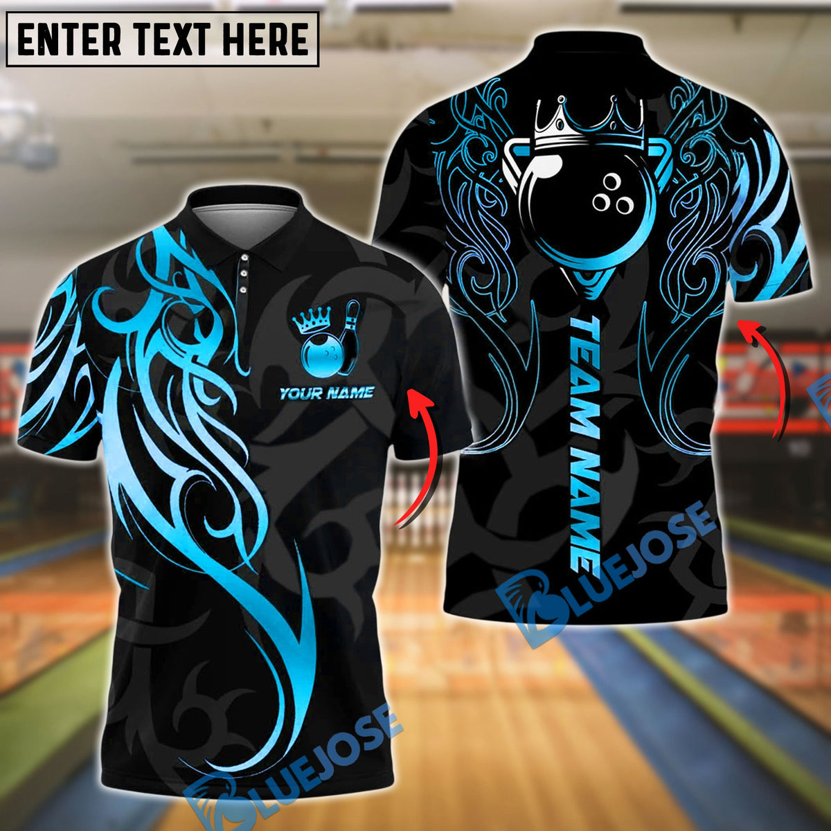 BlueJose Bowling And Pins Sport Royal Crown Ball Tribal Customized Name, Team Name 3D Shirt (4 Colors)