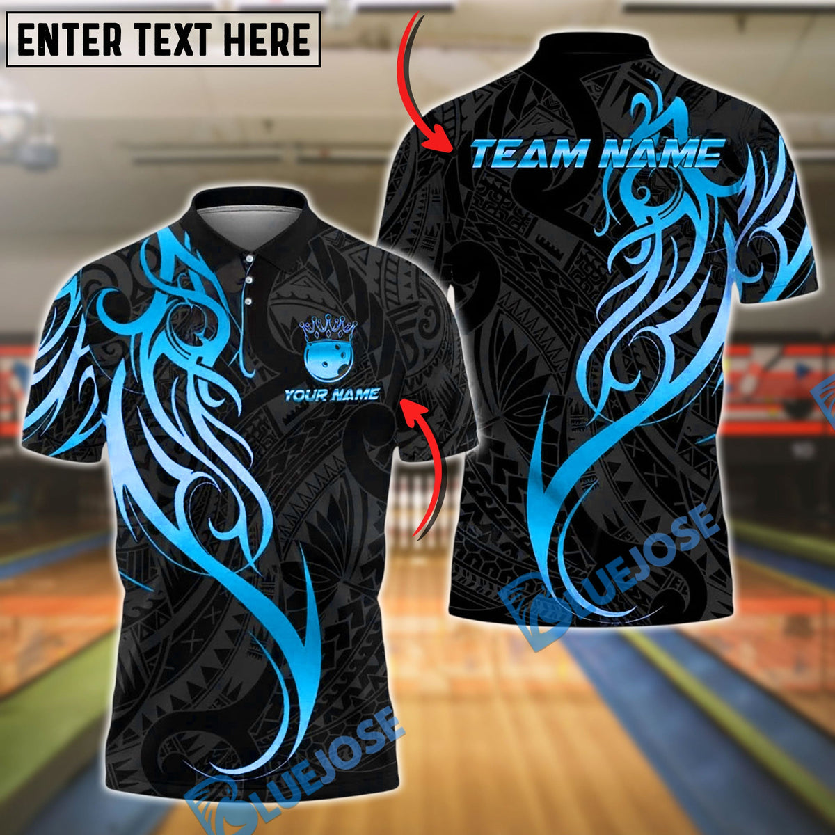 BlueJose Bowling And Pins Sport Golden Tribal Crown Customized Name, Team Name 3D Shirt (4 Colors)