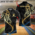 BlueJose Bowling And Pins Sport Golden Tribal Crown Customized Name, Team Name 3D Shirt (4 Colors)