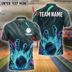 BlueJose Bowling And Pins Neon Strike Customized Name, Team Name 3D Shirt (4 Colors)