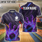BlueJose Bowling And Pins Neon Strike Customized Name, Team Name 3D Shirt (4 Colors)