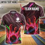 BlueJose Bowling And Pins Neon Strike Customized Name, Team Name 3D Shirt (4 Colors)