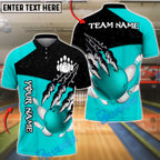 BlueJose Bowling And Pins Ball Claw Strike Customized Name, Team Name 3D Shirt (4 Colors)
