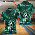 BlueJose Bowling And Pins Cute Unicorn Galaxy Fantasy Customized Name, Team Name 3D Shirt (4 Colors)