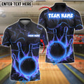 BlueJose Bowling And Pins Neon Lightning Customized Name, Team Name 3D Shirt (4 Colors)
