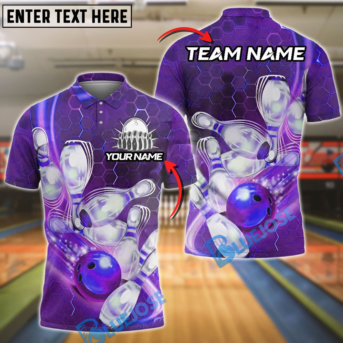 BlueJose Bowling And Pins Impact Customized Name, Team Name 3D Shirt (4 Colors)