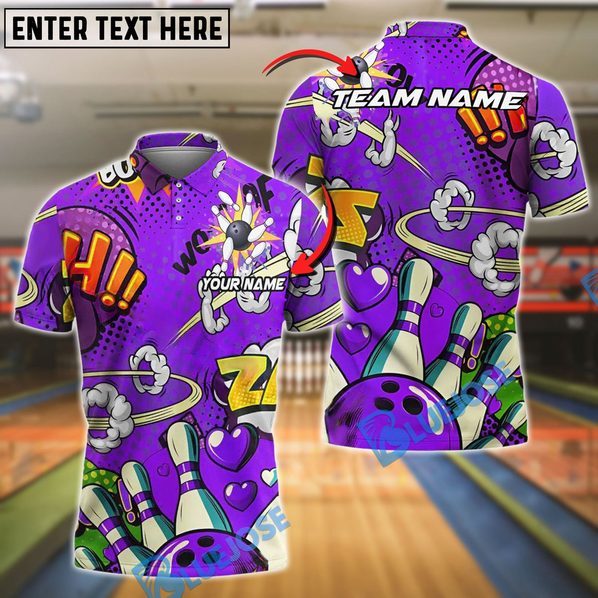 BlueJose Bowling Graffiti Love Customized Name, Team Name 3D Shirt (4 Colors)