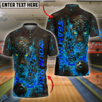 BlueJose Bowling And Pins Panther Flame Customized Name 3D Shirt (4 Colors)