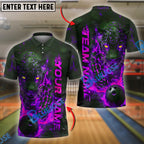 BlueJose Bowling And Pins Panther Flame Customized Name 3D Shirt (4 Colors)