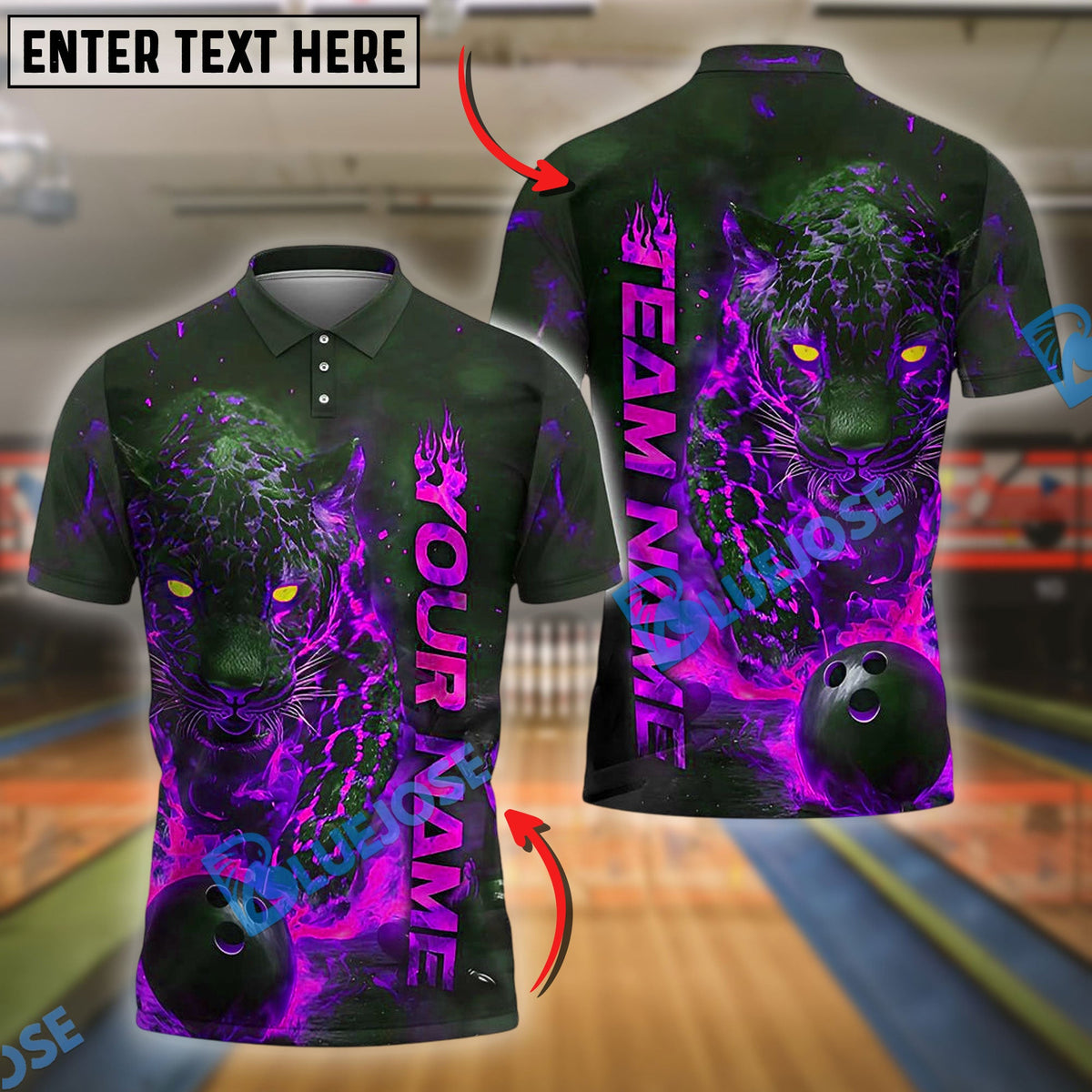 BlueJose Bowling And Pins Panther Flame Customized Name 3D Shirt (4 Colors)