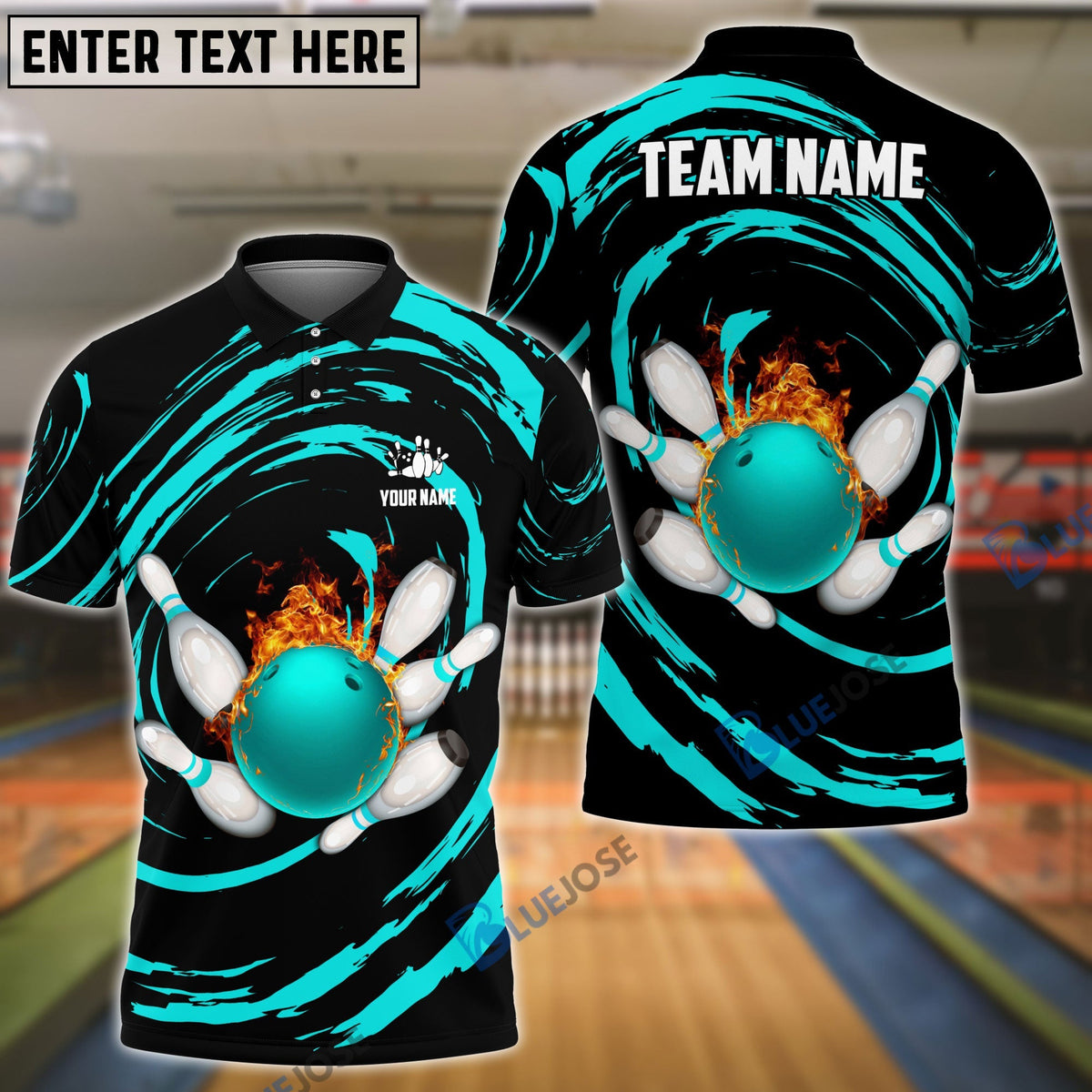BlueJose Bowling And Pins Wave Sea Pattern Customized Name, Team Name 3D Shirt (4 Colors)