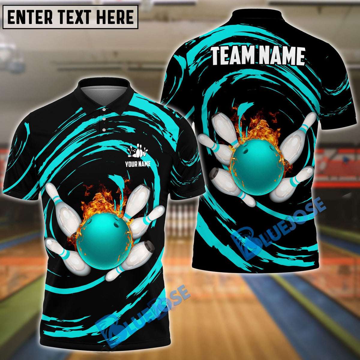 BlueJose Bowling And Pins Wave Sea Customized Name, Team Name 3D Shirt (4 Colors)