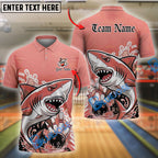BlueJose Bowling And Pins Shark Ocean Predator Customized Name, Team Name 3D Shirt (4 Colors)