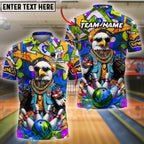 BlueJose Bowling And Pins Funny Eagle Graffiti Customized Name, Team Name 3D Shirt (4 Colors)