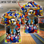 BlueJose Bowling And Pins Funny Eagle Graffiti Customized Name, Team Name 3D Shirt (4 Colors)