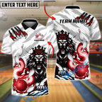 BlueJose Bowling And Pins Fierce Lion Customized Name, Team Name 3D Shirt (4 Colors)