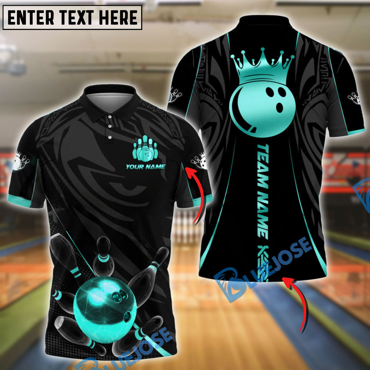 BlueJose Bowling And Pins Crowned King Customized Name, Team Name 3D Shirt (4 Colors)